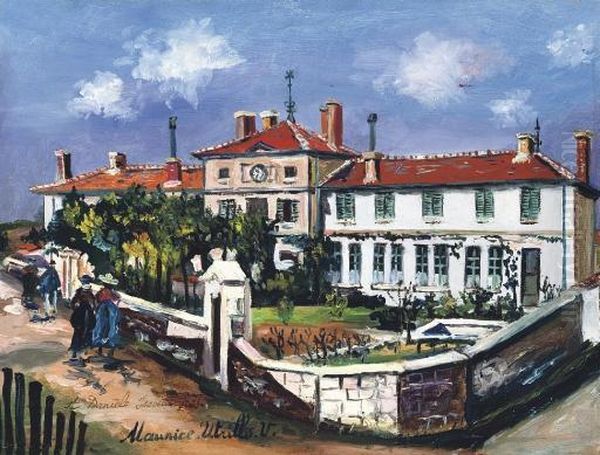Mairie Et Ecole De Pommiers (rhone) Oil Painting by Maurice Utrillo