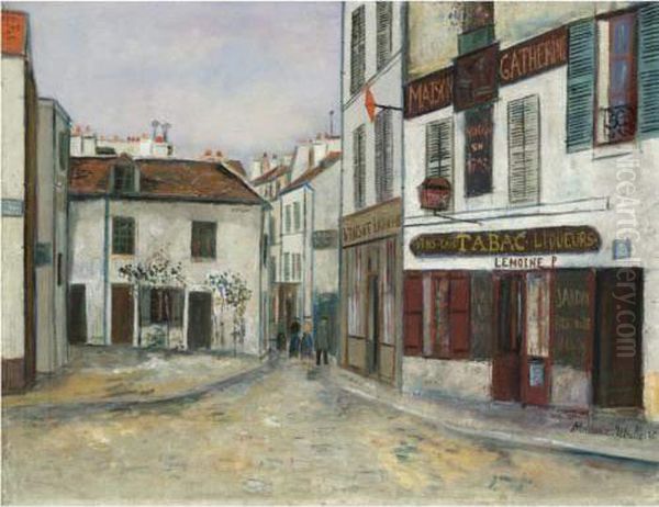 Le Restaurant De La Mere Catherine A Montmartre, Circa 1917 Oil Painting by Maurice Utrillo