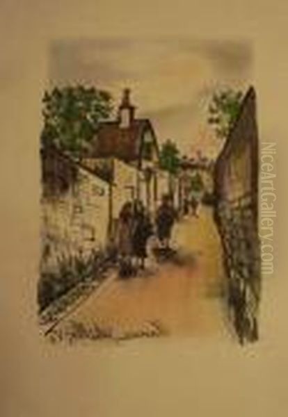 La Rue Saint-vincent. Planche Pour La Legende Et La Vie De Maurice Utrillo. 1927 Oil Painting by Maurice Utrillo