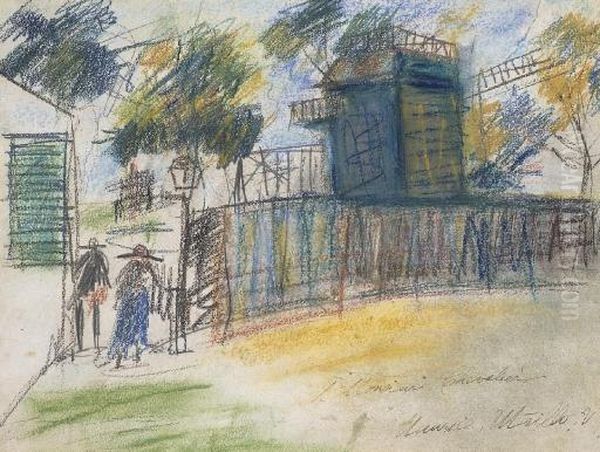 Le Moulin De La Galette Oil Painting by Maurice Utrillo
