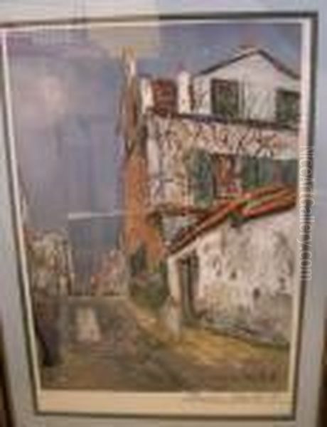 Rue A Montmartre Oil Painting by Maurice Utrillo