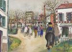 Personnages Dans La Cour De L'asile A Ivry