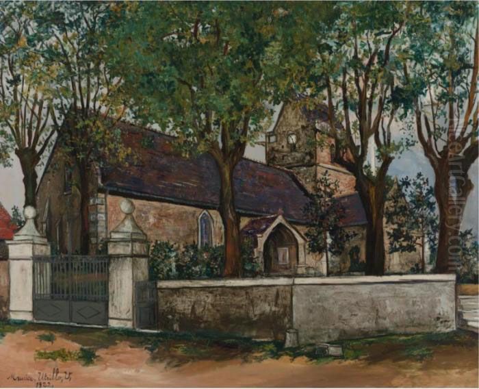Eglise A Genets, Manche Oil Painting by Maurice Utrillo