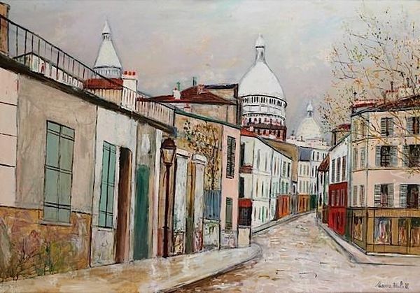Rue Norvins A Montmartre, Circa 1931 Oil Painting by Maurice Utrillo