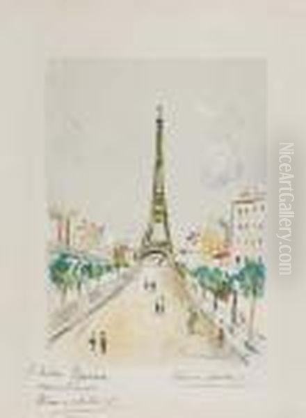 Vue Du Tour Eiffel Oil Painting by Maurice Utrillo
