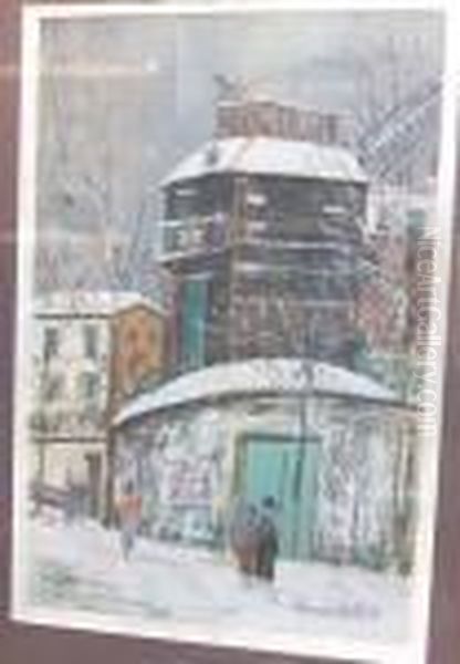 Montmartre, Bal Du Moulin De La Galette Oil Painting by Maurice Utrillo