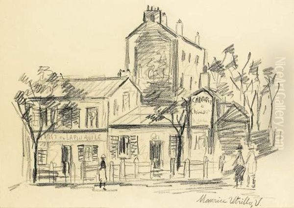 Lapin Agile A Montmartre Oil Painting by Maurice Utrillo