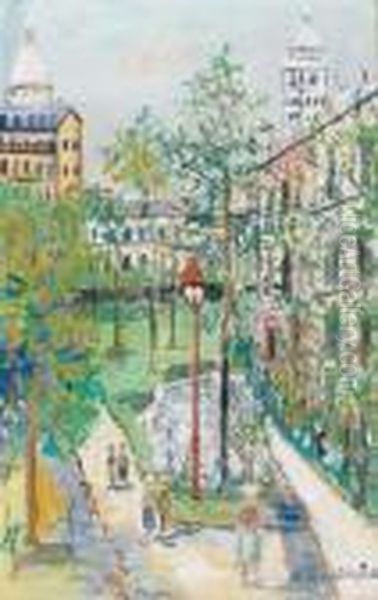 Gouache, Signee En Bas A Droite. Oil Painting by Maurice Utrillo