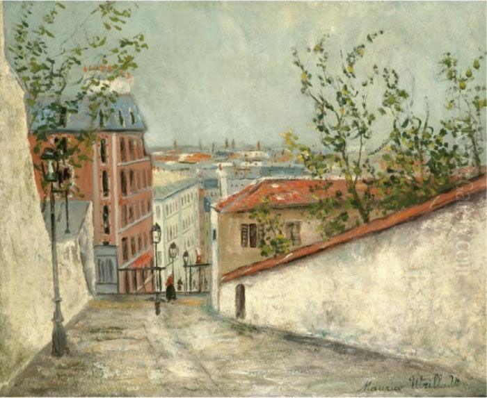 Rue Du Mont Cenis A Montmartre Oil Painting by Maurice Utrillo