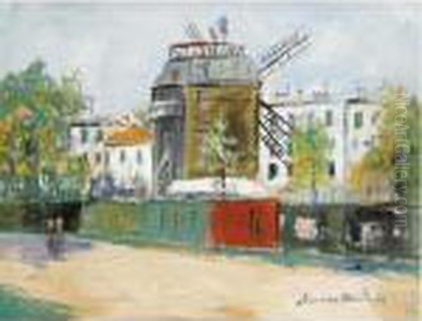 Le Moulin De La Galette A Montmartre Oil Painting by Maurice Utrillo