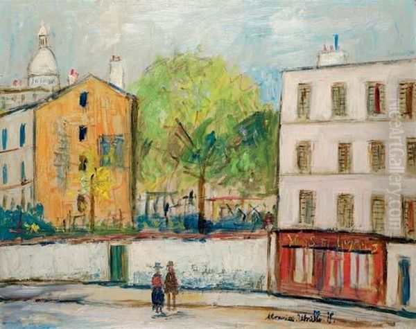 Rue A Montmartre Oil Painting by Maurice Utrillo