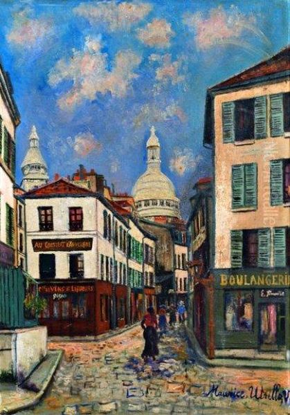 Rue Norvins, Vers 1921 Oil Painting by Maurice Utrillo