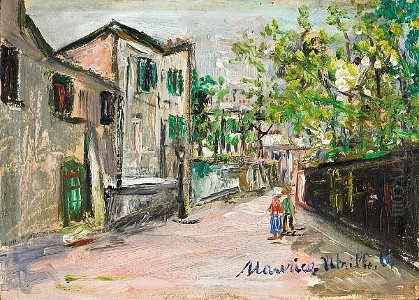 Rue Saint Vincent A Montmartre (no. 28 167) Oil Painting by Maurice Utrillo
