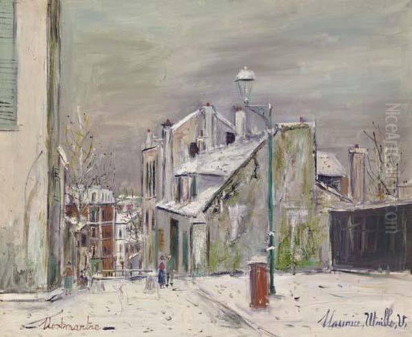 La Maison De Mimi Pinson Sous La Neige Oil Painting by Maurice Utrillo