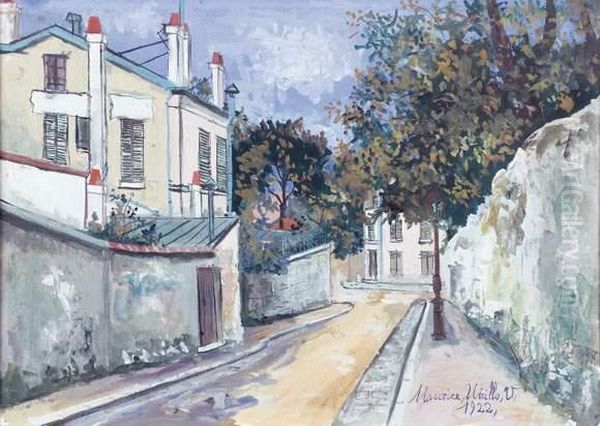 Rue A Montmartre Oil Painting by Maurice Utrillo