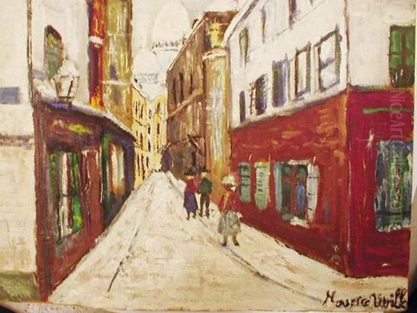Copie Ancienne D'apres, Montmartre Sous La Neige Oil Painting by Maurice Utrillo