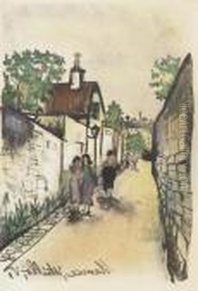 Rue Saint Vincent , 1927 Oil Painting by Maurice Utrillo