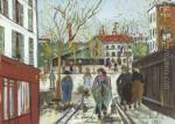 Fortifications De Paris, Porte De Clichy Oil Painting by Maurice Utrillo