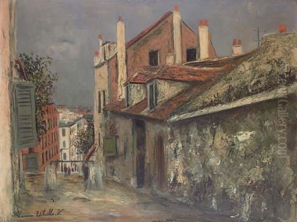 La Maison De Mimi Pinson A Montmartre Oil Painting by Maurice Utrillo