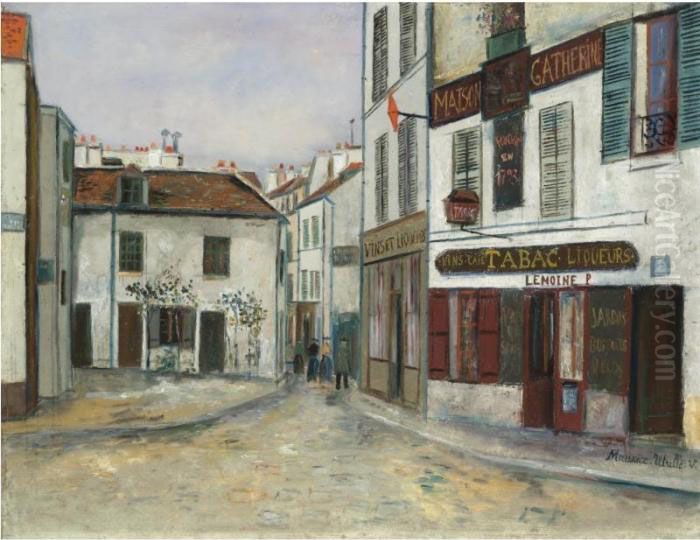Restaurant De La Mere Catherine A Montmartre Oil Painting by Maurice Utrillo