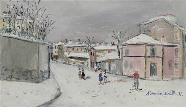 Rue De L'abreuvoir 1950 Oil Painting by Maurice Utrillo