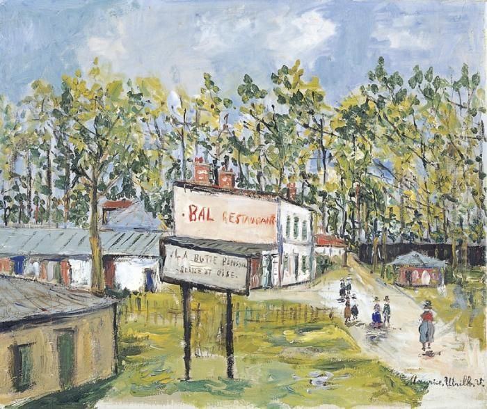 Bal Restaurant De La Butte Pinson A Montmagny (seine Et Oil Painting by Maurice Utrillo