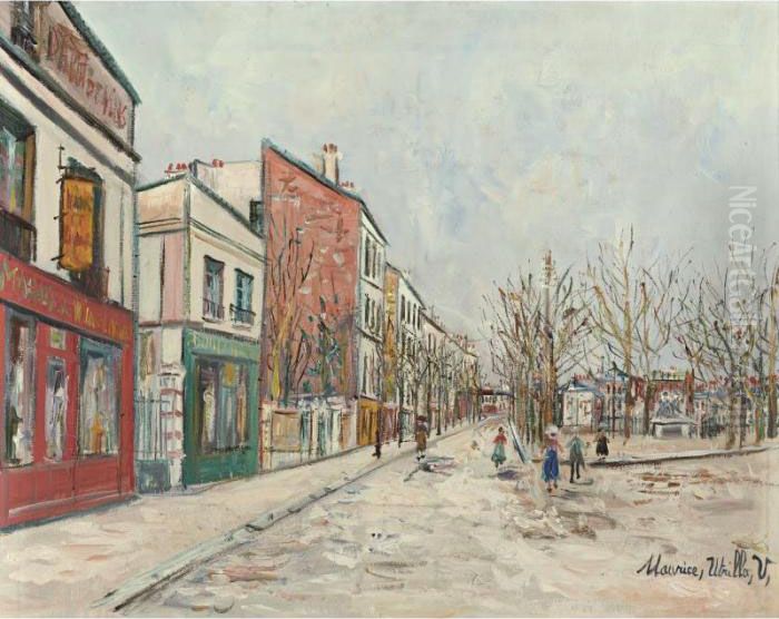 Rue De Banlieue Oil Painting by Maurice Utrillo