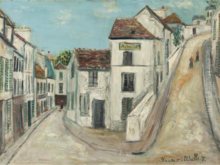 Pontoise, Rue De L'eperon Et Rue De La Coutellerie Oil Painting by Maurice Utrillo