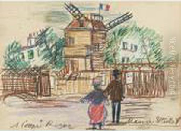Le Moulin De La Galette Oil Painting by Maurice Utrillo