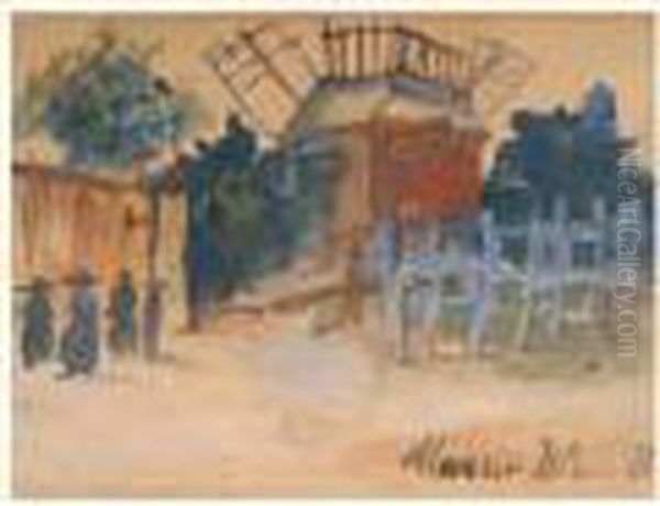 Le Moulin De La Galette A Montmartre Oil Painting by Maurice Utrillo