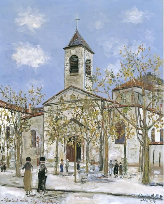 Eglise Saint - Maurice, A Lyon - Monplaisir (rhone) Oil Painting by Maurice Utrillo