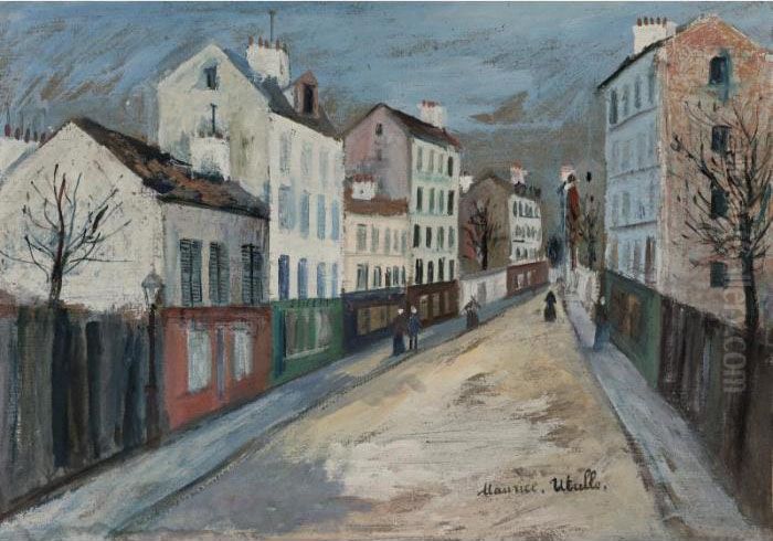 Une Rue Dans La Banlieue De Paris Oil Painting by Maurice Utrillo
