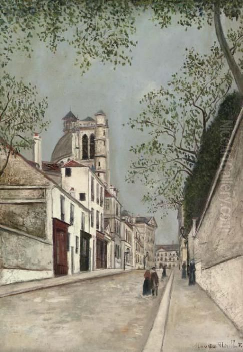 Rue Clovis A Paris Oil Painting by Maurice Utrillo