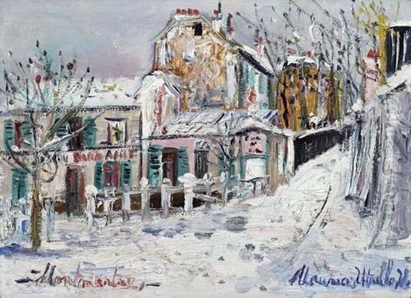 Le Lapin Agile, Effet De Neige. Oil Painting by Maurice Utrillo