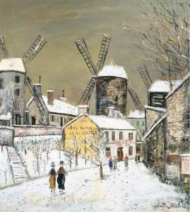 Les Trois Moulins De Montmartre Sous La Neige
