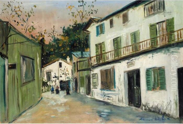 La Maison Des Italiens A Montmartre (ancien Maquis) Oil Painting by Maurice Utrillo