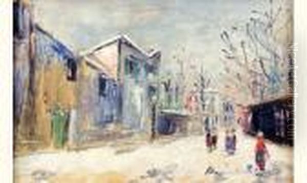 Neige A Montmartre Oil Painting by Maurice Utrillo