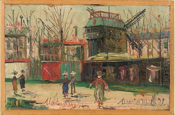 Le Moulin De La Galette A Montmartre Oil Painting by Maurice Utrillo