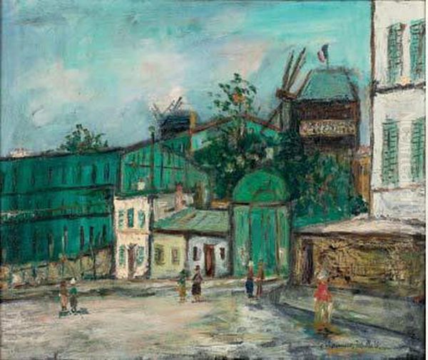 Le Moulin De La Galette A Montmartre Oil Painting by Maurice Utrillo