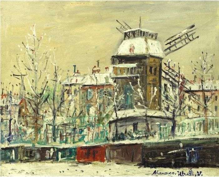 Le Moulin De La Galette A Montmartre Oil Painting by Maurice Utrillo