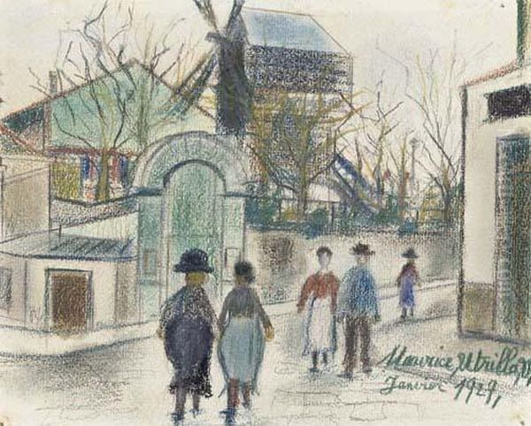 Le Moulin De La Galette A Montmartre Oil Painting by Maurice Utrillo