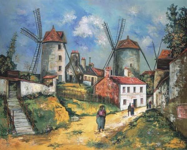Les Anciens Moulins De Montmartre Et La Ferme Debray Oil Painting by Maurice Utrillo