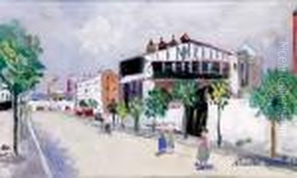 Rue Sarrette A Paris, Circa 1953 Oil Painting by Maurice Utrillo