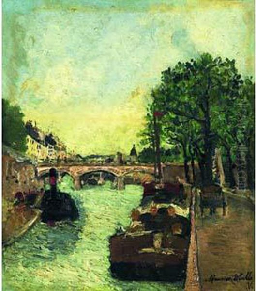 Quai Saint-michel A Paris, Circa 1905 Oil Painting by Maurice Utrillo
