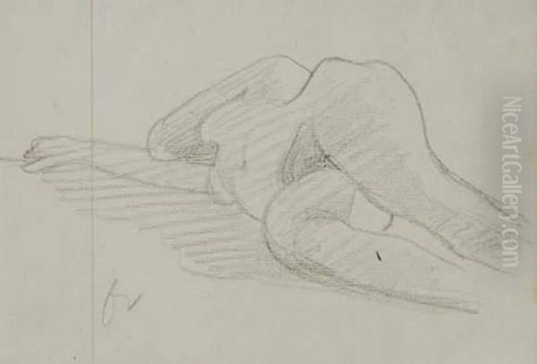 Etude De Femme Nue Allongee Oil Painting by Felix Edouard Vallotton