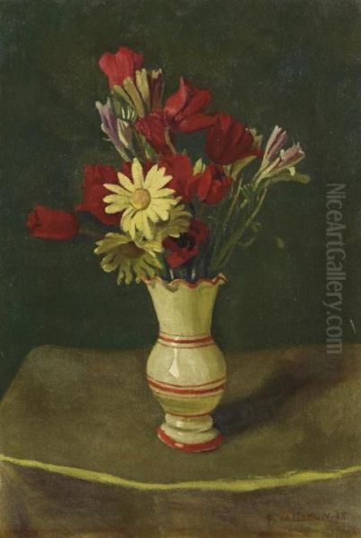 Marguerites Jaunes Oil Painting by Felix Edouard Vallotton
