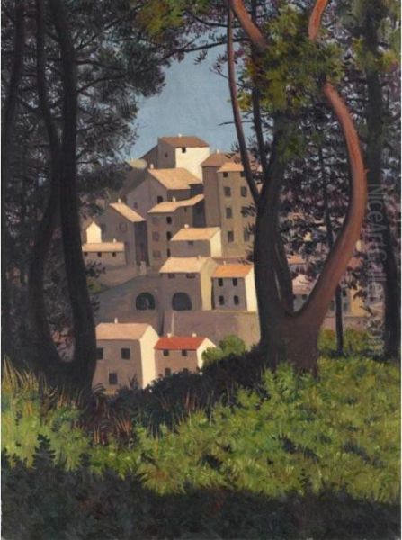Vue De Cagnes, 1921 
View Of Cagnes, 1921 Oil Painting by Felix Edouard Vallotton