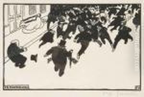 La Manifestation (vallotton & Georg 110) Oil Painting by Felix Edouard Vallotton