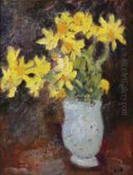Vase Aux Marguerites Jaunes Oil Painting by Louis Valtat