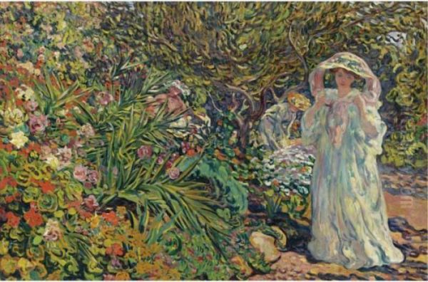 Suzanne Valtat, Le Jardin D'agay Oil Painting by Louis Valtat
